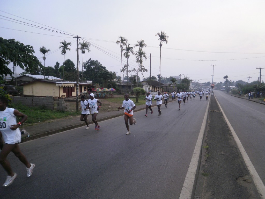 Athletes racing across the streets of Buea