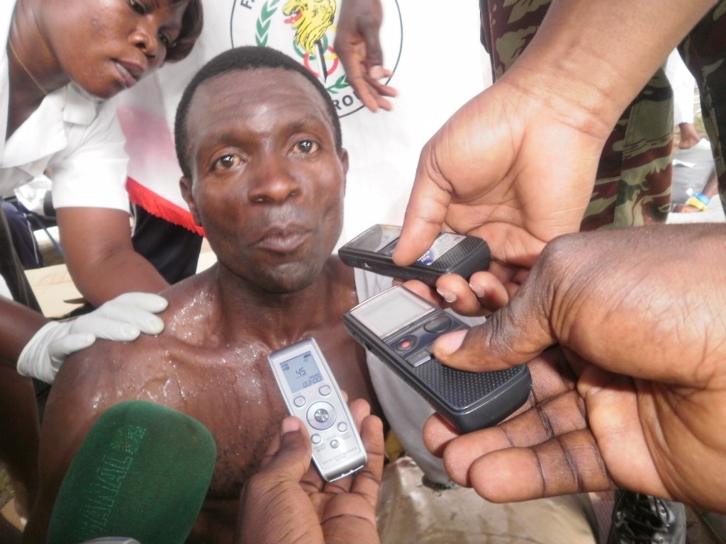 Januarius Bunkiyung talks to the press after coming at the second position