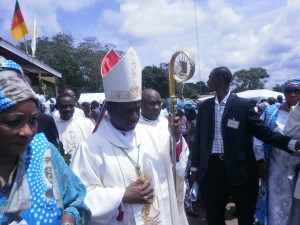 Coadjutor Bishop of Mamfe Mgr Nkea moves out to bless the population