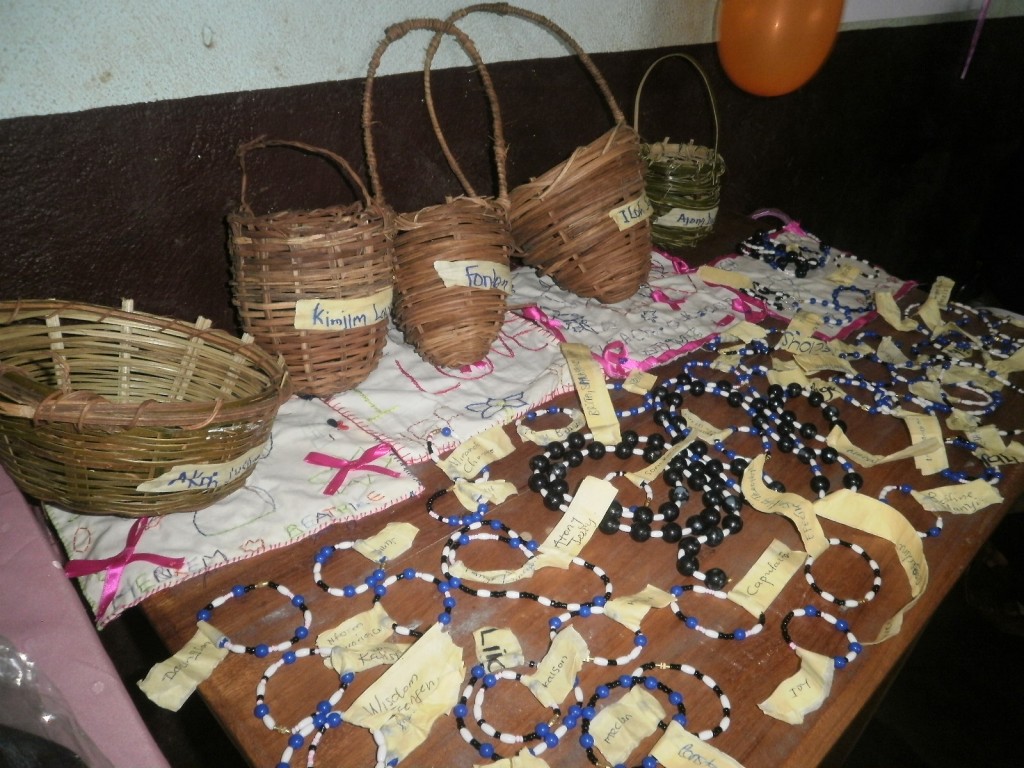 Handy baskets beads and decorative back rests made by participants of YEP 2013