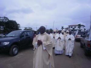 Mgr. Sebastian Behon leads the procession of Bishops