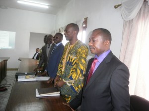 SOWEDA Internal Board Members at the installation ceremony in the SOWEDA Board room Buea