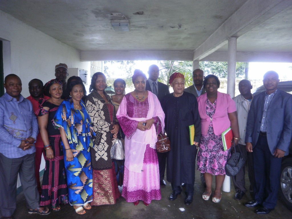 Nigerian High Commissioner in a family picture with staff of Nigerian Consulate Buea