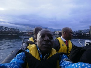 Icameroon's Walter Wilson Nana on board a flying boat of the Cameroon Rapid Intervention Unit braving the odds to get to Bamusso-Bekumu to get the news