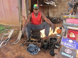 Amos Obinyikefor is a motorcycle mechanic